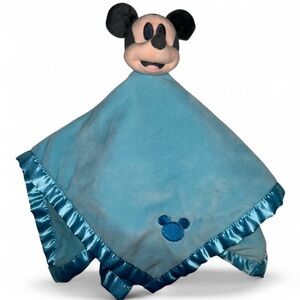 Disney Mickey Mouse Baby Lovey Security Blanket Blanket Blue Plush Soft 15"X15"
